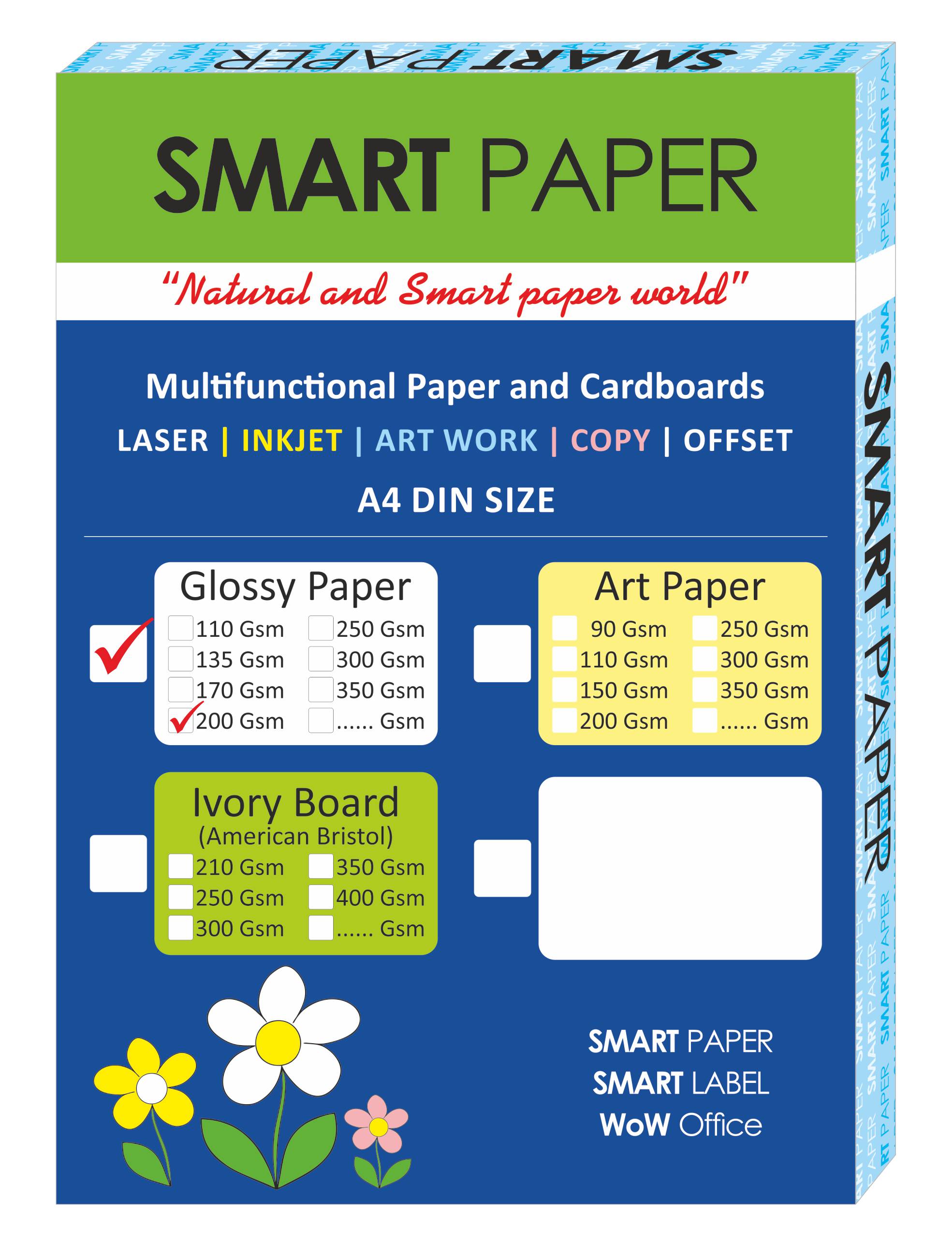 Papier couché, format A4, épaisseur 200 grammes, 100 pièces