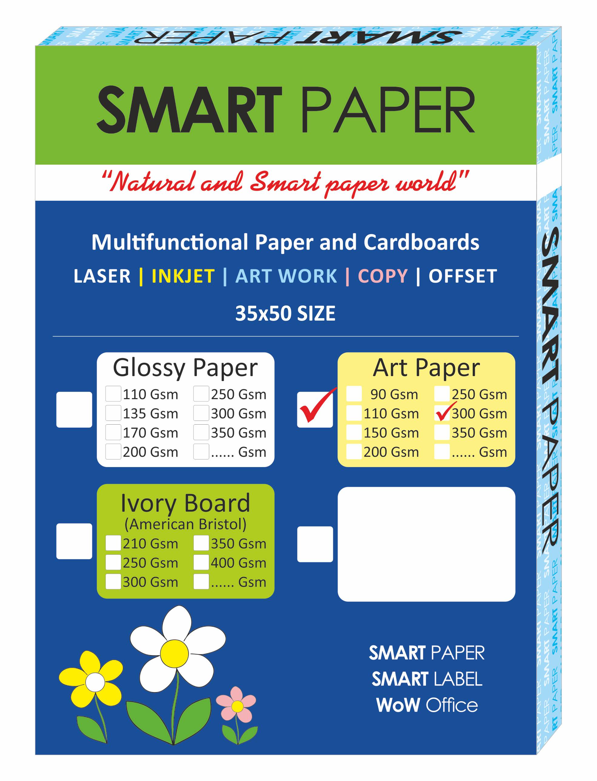 Matte White Paper, 35x50 Cm Size, 300 Grams Thickness - 100 Piece