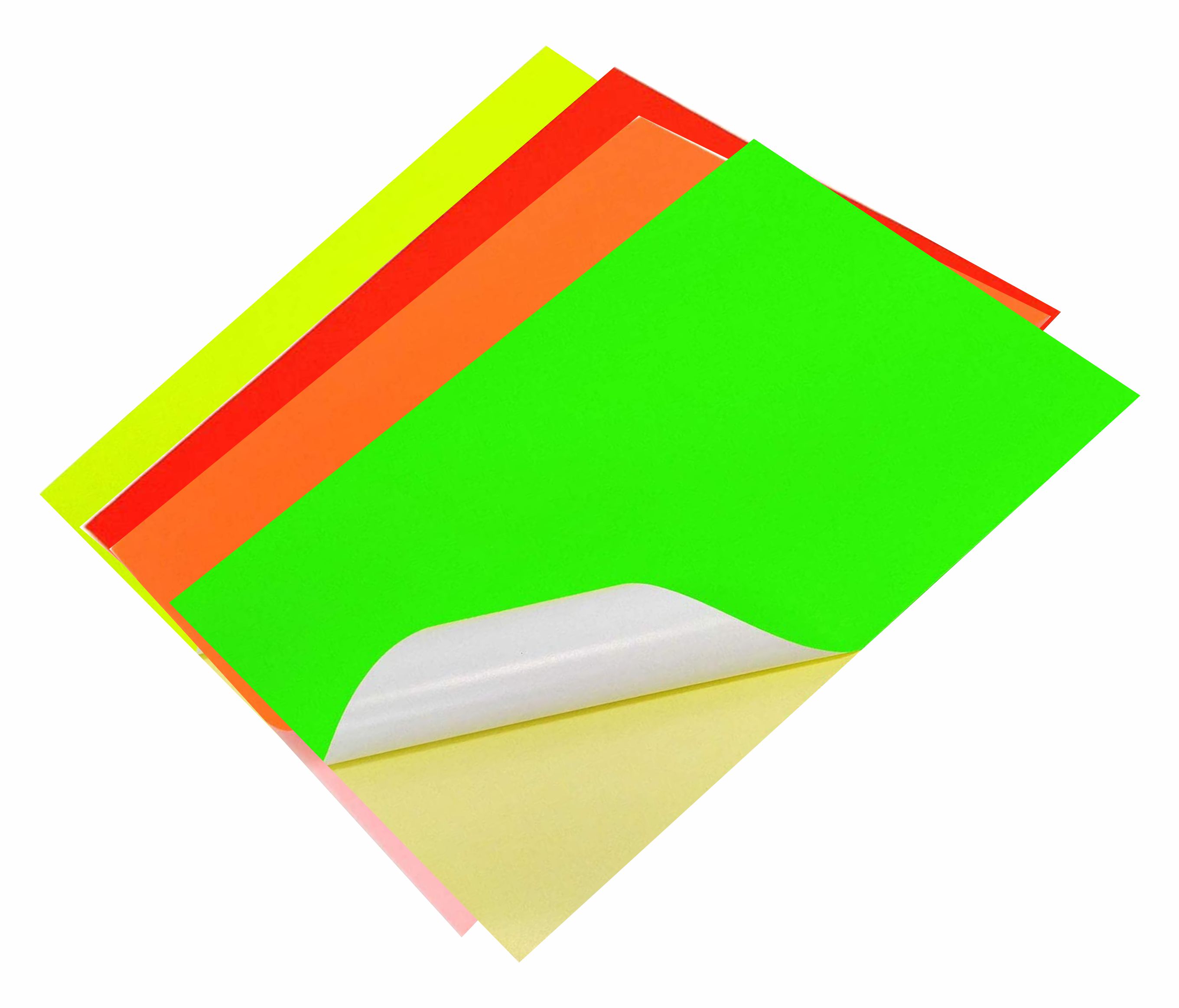 Autocollant Fluorescent de Couleurs Mixtes Format A4 - 100 Feuilles