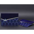 Navy Blue Velvet Embossed Luxury Wedding Card - Alyans 2020