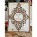 Floral Pattern - Natural Wood - Laser Cut - Wedding Card with Linen Envelope