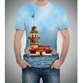 3D-T-shirt met Istanbul-landschapsprint