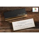 Black Surface, Embossed Pattern, Gold Leaf Wedding Card - Erdem 50516