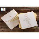 Foil Pattern Embroidered Custom Cardboard Wedding Card and Envelope - Erdem 50578