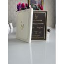 Luxe huwelijksuitnodiging in doos, 14 x 20 cm, luxe karton, warm goud folie bedrukt