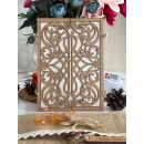 Floral Window Pattern - Natural Wood - Laser Cut - Wedding Card with Linen Envelope