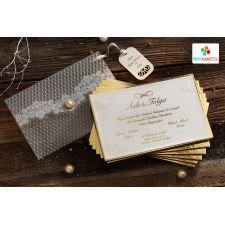 Enveloppe en PVC imprimée à motif, motif en relief imprimé, carte de mariage - Erdem 50564