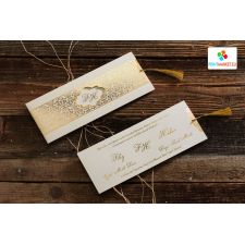 Blattgoldmuster gedruckt, Quaste, Hochzeitseinladung - Erdem 50567