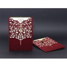 Luxury Wedding Card with Laser Cut Purple Velvet Envelope - Alyans 2010