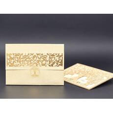 Sycamore Tree Pattern Laser Cut, Gold Sparkle Luxury Wedding Card - Alyans 2017