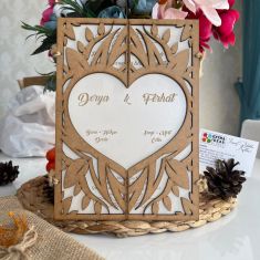 Window to Love - Natural Wood - Laser Processing - Linen Envelope - Wedding Invitation