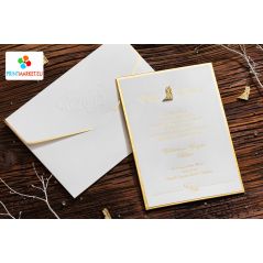 Carte de mariage de luxe imprimée en feuille d'or - Erdem 50501