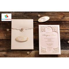 Taglio laser, cartone spesso, accessorio in pietra, carta di nozze di lusso - Erdem 50544