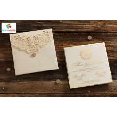 Laser Cut, Textured Cardboard, Luxury Erdem Wedding Card 50553