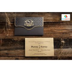 Luxury cardboard wedding invitation with embossed print - Erdem 50563