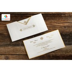 Carte d'invitation élégante et simple avec impression de feuille d'or - Erdem 50574