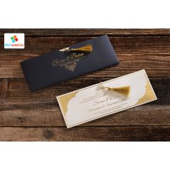 Zwarte envelop, met goud bedrukte luxe uitnodigingskaart - Erdem 50586