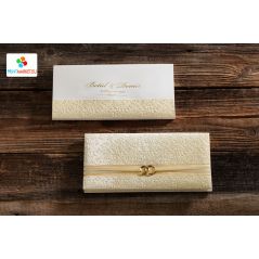Luxe trouwkaart met fluwelen reliëfpatroon en ringaccessoire - Erdem 50588