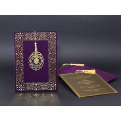 Plexiglass Laser Printed, Purple Velvet Envelope, Tasseled Luxury Invitation Card - Alyans 2007