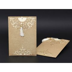 Lasergeschnittener Umschlag, Perlenquaste, Luxus-Hochzeitskarte - Alyans 2013