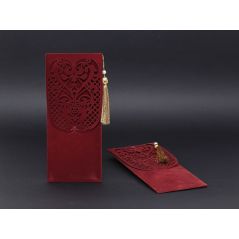 Laser Cut Purple Velvet Envelope, Tasseled, Luxury Invitation Card - Alyans 2015