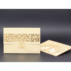 Platanen-Baum-Muster-Laser-Schnitt, Goldschein-Luxus-Hochzeits-Karte - Alyans 2017
