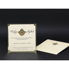 Embossed Patterned, Gold Leaf Print Embroidered Wedding Card - Alyans 2026
