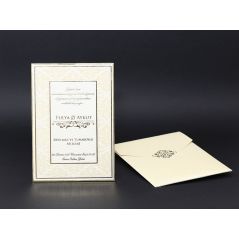 Velvet Embossed Pattern Printed Luxury Wedding Card - Alyans 2027