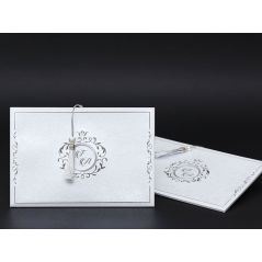 Geborduurde trouwkaart met reliëfpatroon, zilverfolieprint - Alyans 2031