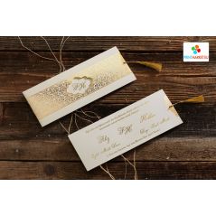 Carte de mariage imprimée en feuille d'or avec enveloppe noire - Erdem 50582