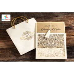 Laser Cut, Tasseled Wedding Card with Bag - Erdem 50583