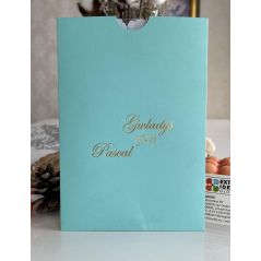 Frühlingsblumen-Hochzeitseinladung aus Acryl mit türkisfarbenem Umschlag – 14 x 20 cm