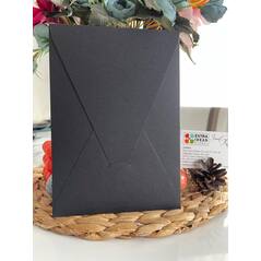 14x20 Cm - Vertical Envelope with Triangle Flap - Black Envelope