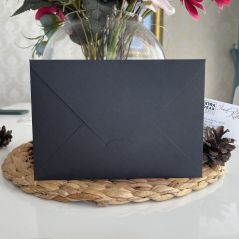 14x20 cm, cartone di lusso, busta modello busta con patta triangolare - busta colore nero