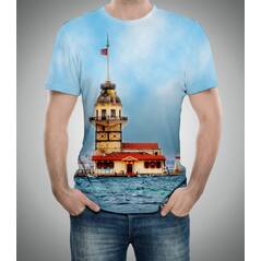 T-shirt stampata in 3D con paesaggio di Istanbul