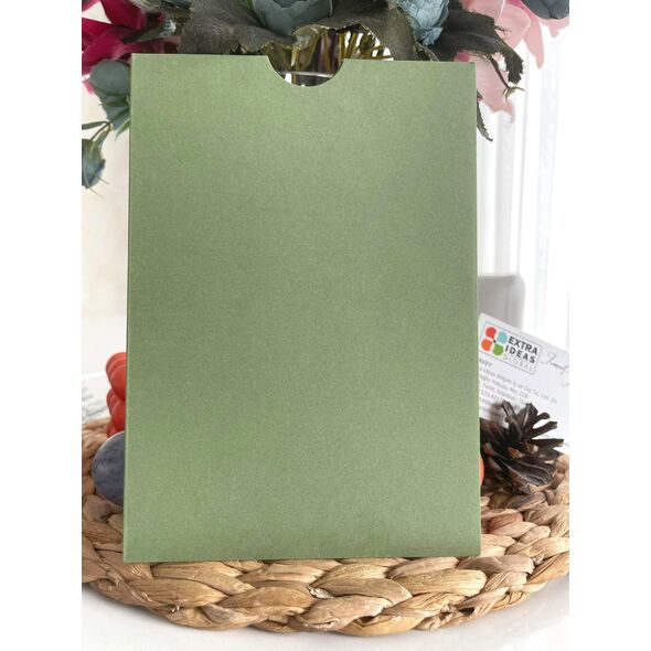 14x20 Cm, Luxury Cardboard, Open Mouth Model, Vertical Format - Green Colour Evnelope