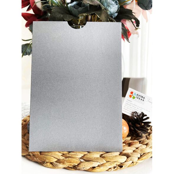 14x20 Cm, Luxury Cardboard, Open Mouth Model, Vertical Format - Silver Color Envelope