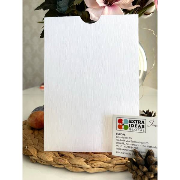 14x20 Cm, Luxury Cardboard, Open Mouth Model, Vertical Envelope - Canvas White