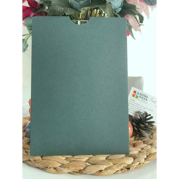 14x20 Cm, Luxury Cardboard, Open Mouth Model, Vertical Format - Dark Green Envelope