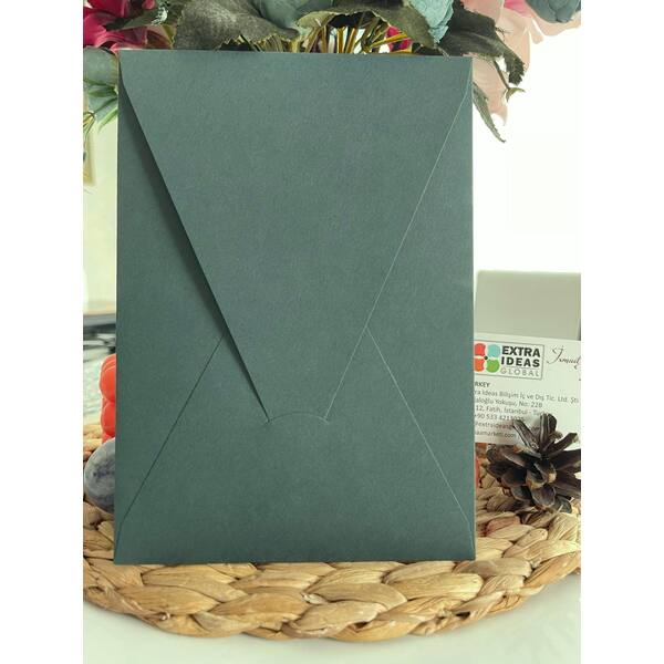 14x20 Cm - Vertical Envelope with Triangle Flap - Dark Green Envelope
