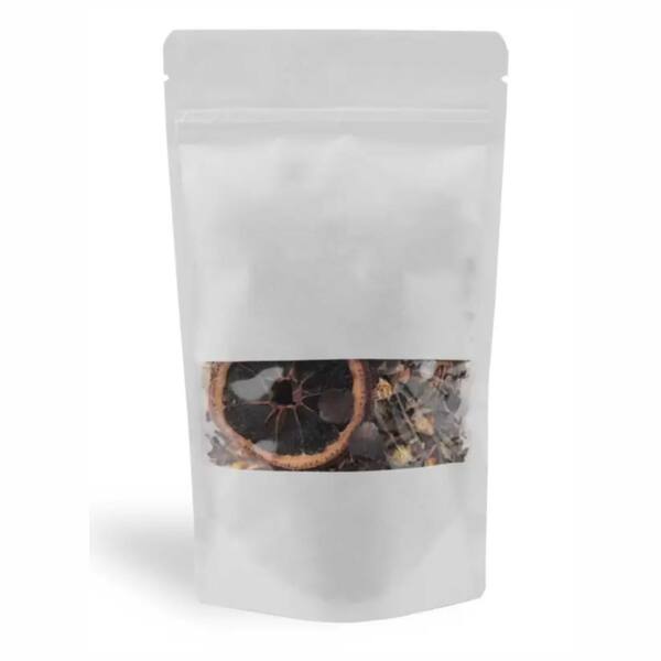 Busta Doypack Kraft Bianca con Finestra e Chiusura Zip - 25x34x6 cm