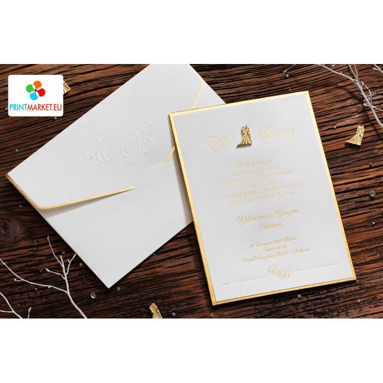 Luxus-Hochzeitskarte mit Goldfolie bedruckt - Erdem 50501
