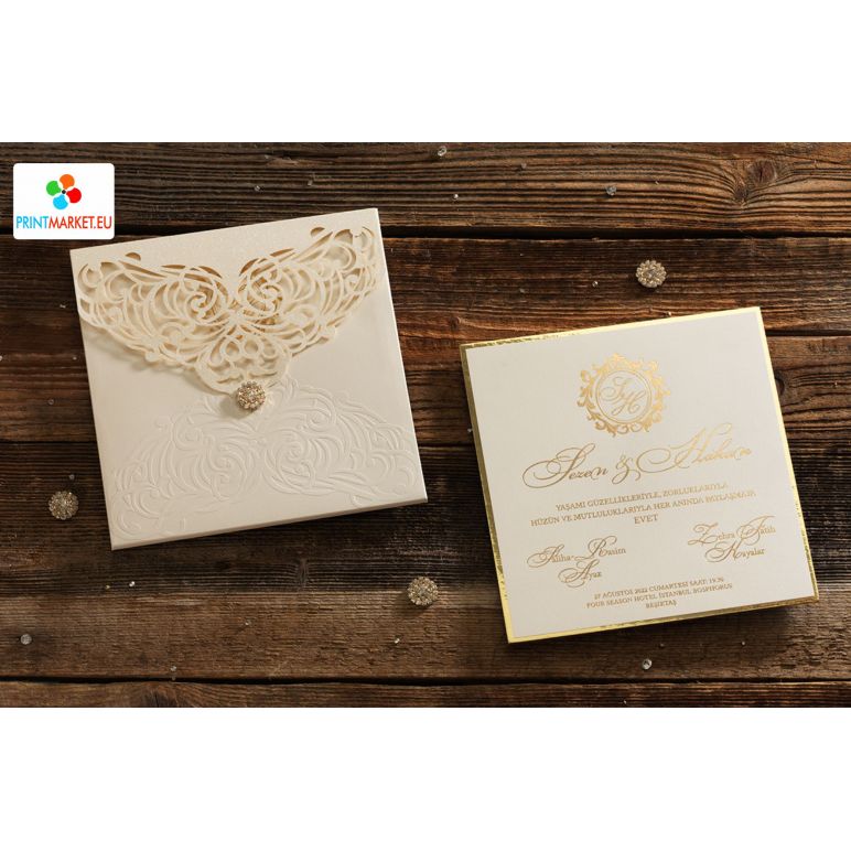 Laser Cut, Textured Cardboard, Luxury Erdem Wedding Card 50553