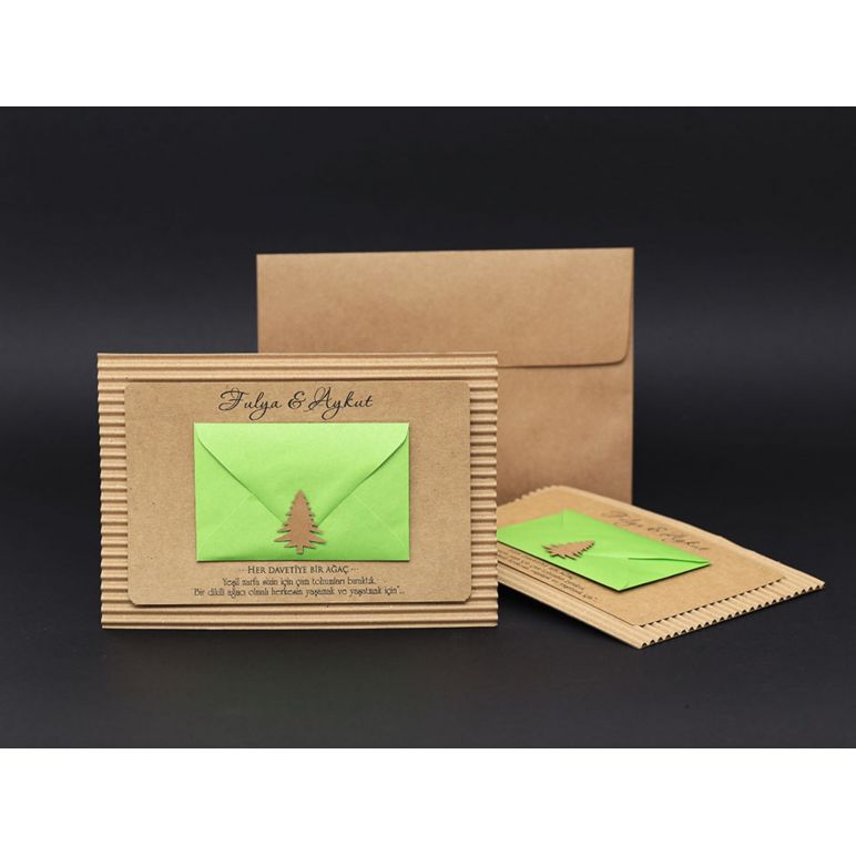 Nature-Friendly, Kraft Cardboard Wedding Invitation Card with Tree Seed Gift - Alyans 2009