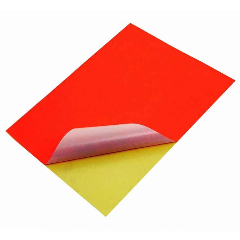 Autocollant rouge fluo format A4 - 100 feuilles