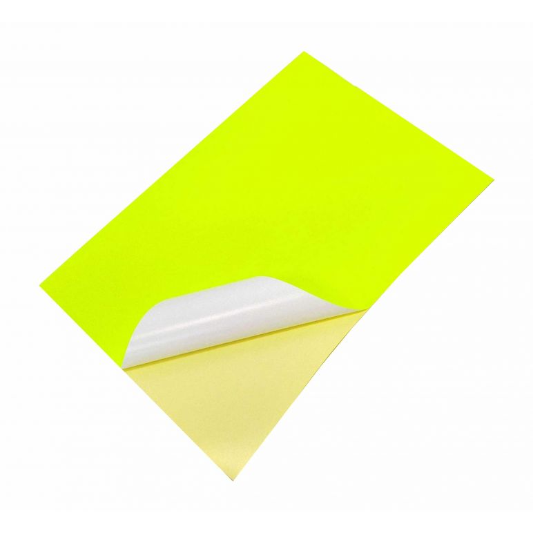 Fluorescent Yellow Sticker A4 Size - 100 Sheet